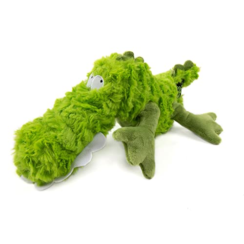 goDog PlayClean Gator Quietschendes Plüsch-Hundespielzeug mit geruchshemmenden ätherischen Ölen, Kauschutz-Technologie, Grün, Größe L von goDog