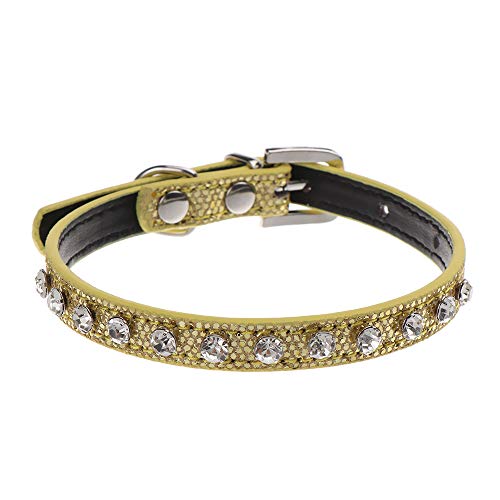 gofidin 1 x personalisierte Kristall-Diamant-Halskette, weiches Sicherheitsband, Katzenleine, Katzenhalsband, Schnalle (XS, Gold) von gofidin