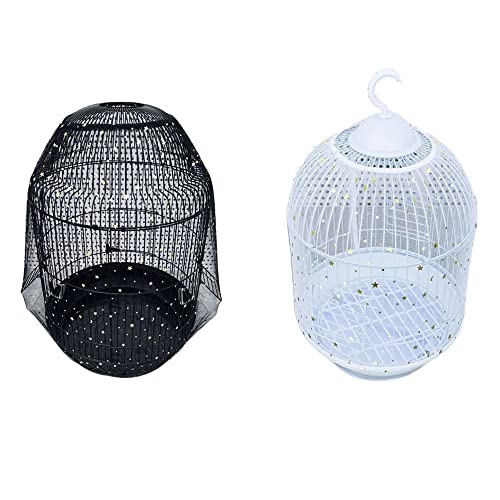 gofidin 2 Stück große Nylon-Netz-Vogelkäfig-Abdeckung für Papageienkäfig, einfache Reinigung, Samenfänger, Schutz für runde quadratische Käfige von gofidin