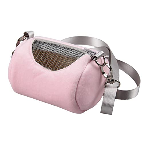 gofidin Hamster-Reisetragetasche, runde Umhängetasche, tragbare Hamster-Haustiertasche, Handtasche mit verstellbarem Schultergurt, kleines Haustierzubehör (rosa) von gofidin