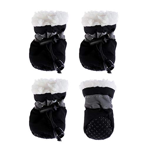 gofidin Haustierschuhe für kleine Katzen, rutschfest, dick, warm, Regen, Schneestiefel, Größe L, Schwarz, 4 Stück gofidin Haustierschuhe für kleine Katzen, rutschfest, dick, warm, Regen, Schneestiefel, Größe L, Schwarz, 4 Stück von gofidin