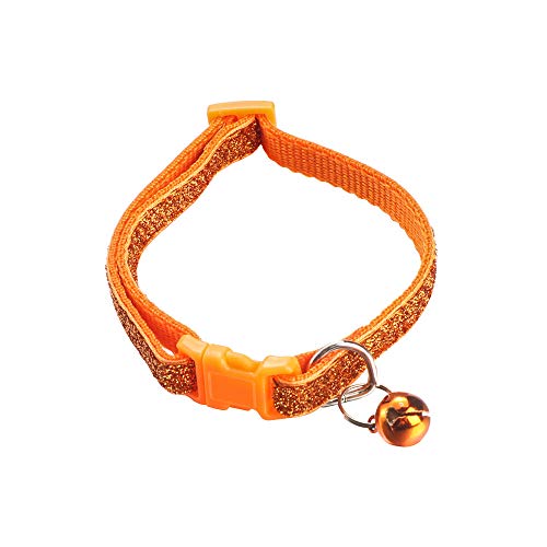 gofidin Hundehalsband mit Paillettenschnalle, für Welpen, Katzen, Hundehalsband, Glockenanhänger, Kätzchen-Halskette (orange) von gofidin