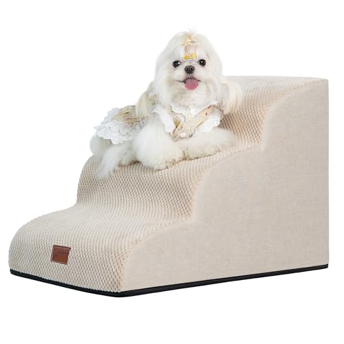 GoGoBunny Rampe Hundetreppe für Couch, Sofa und Stuhl, 39,9 cm H, 3-stufige Haustiertreppe für kleine Hunde und Katzen, rutschfeste wasserdichte Stoffabdeckung, stabile und ausgewogene Innentreppe von gogobunny