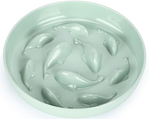 Gonalulu Slow Feed Dish for Cats and Small Dogs, Fish Pool Design Pet Slow Feeder with Higher Edges, Fun Interactive Cat Puzzle Feeder Healthy Eating Diet Made of Safe and Quality Material (Green) von gonalulu