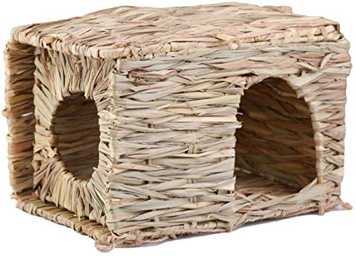 gongxi Faltbares Strohhaus Für Haustier Kaninchen Hamster Igel Meerschweinchen DIY Handmade Grass Nest Supplies von qwert