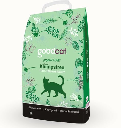 Goodcat Organic Love Kompostierbare Katzenstreu 8 Liter – Klumpstreu aus 100 Prozent Pflanzenfasern, Biologisch abbaubar von goodcat