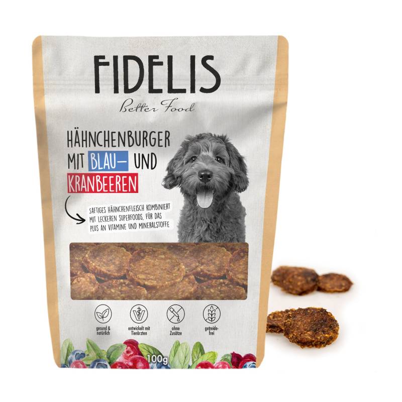 Hähnchenburger mit Blaubeeren und Kranbeeren (100g) von goodmoodpetfood