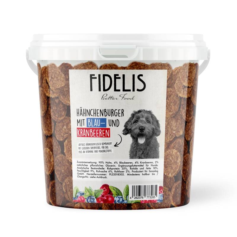 Hähnchenburger mit Blaubeeren und Kranbeeren (800g - Eimer) von goodmoodpetfood
