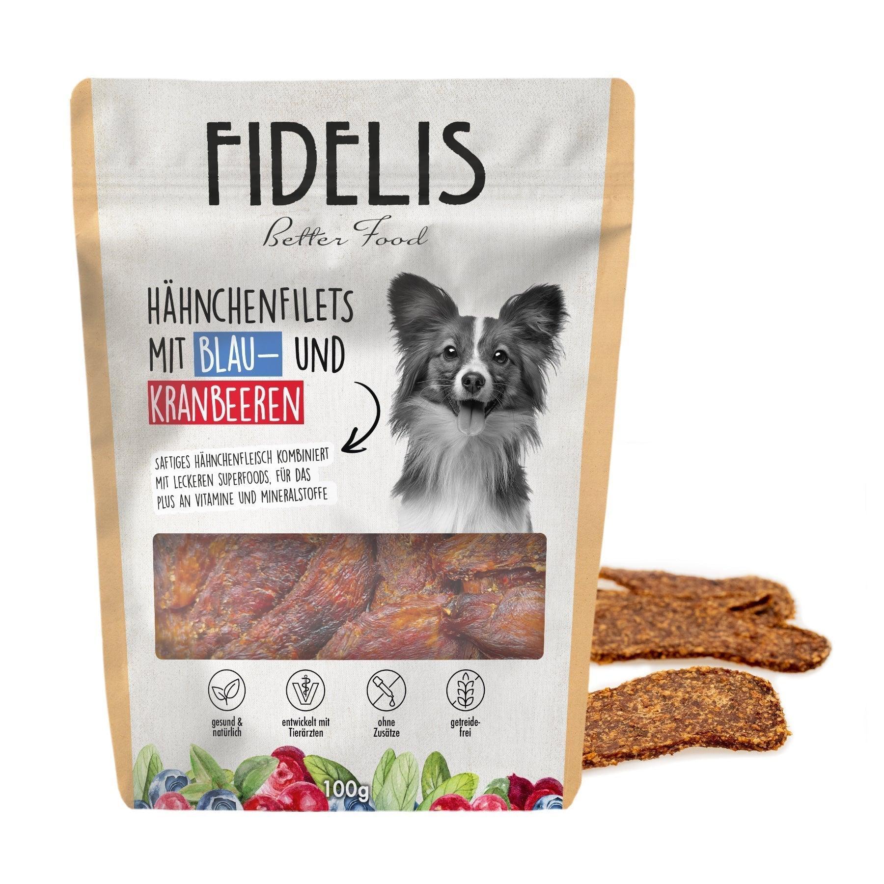 Hähnchenfilets mit Blaubeeren und Kranbeeren (100g) von goodmoodpetfood