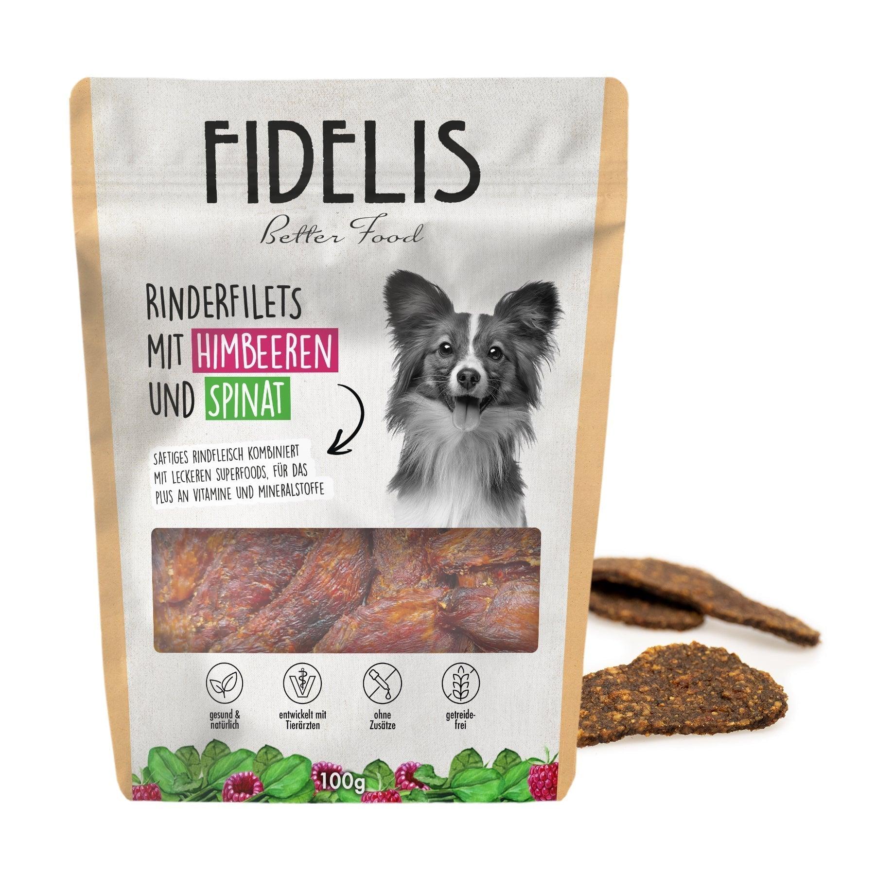 Rinderfilets mit Himbeeeren und Spinat (100g) von goodmoodpetfood