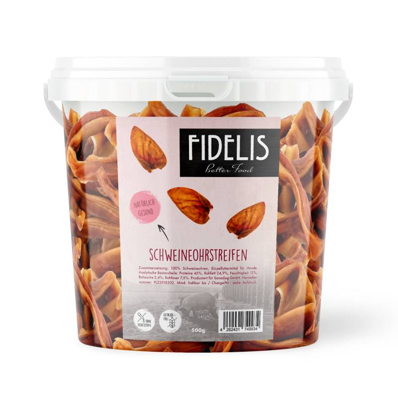 Schweineohrstreifen (500g-Eimer) von goodmoodpetfood