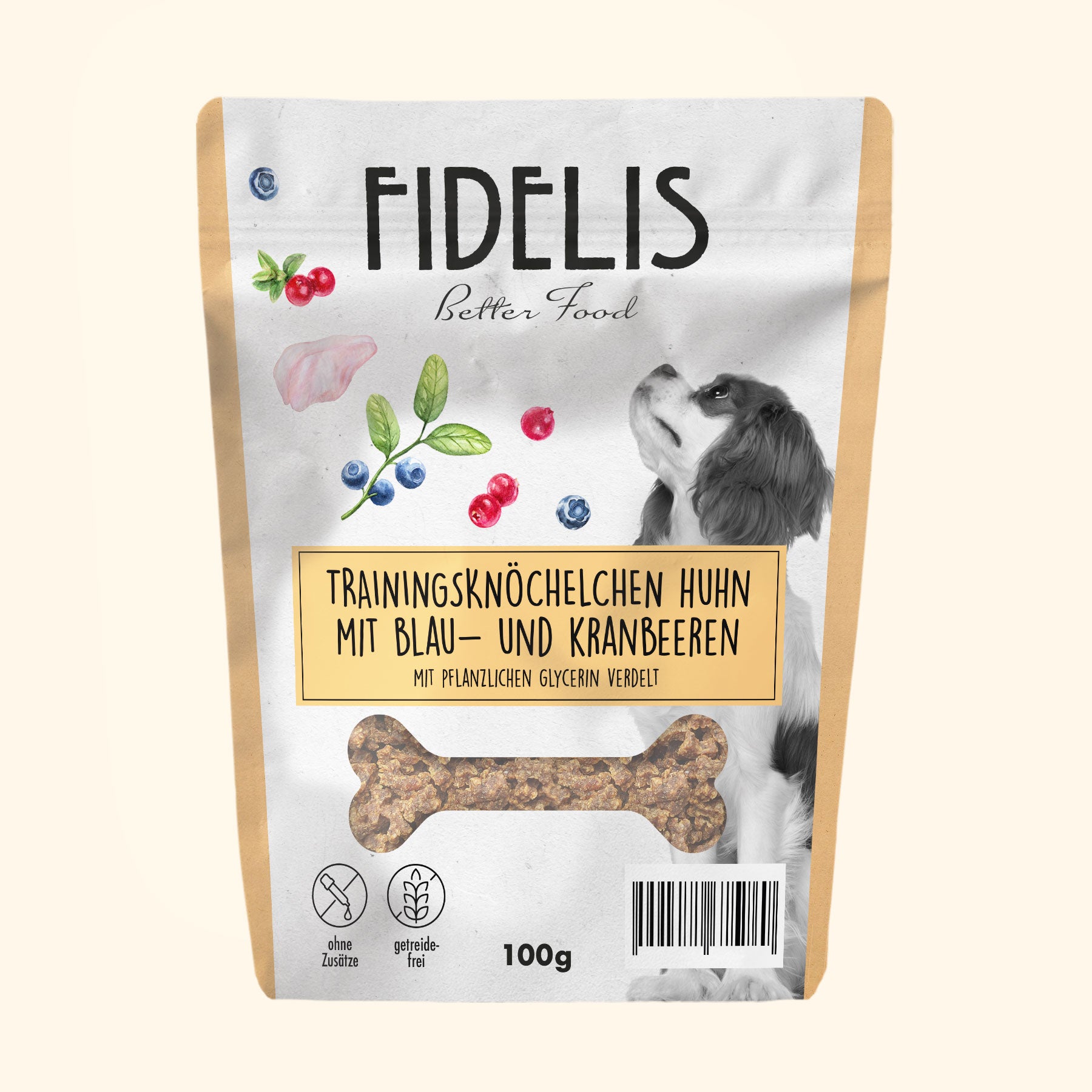 Trainingsknöchelchen Huhn mit Blaubeeren und Kranbeeren (100g) von goodmoodpetfood