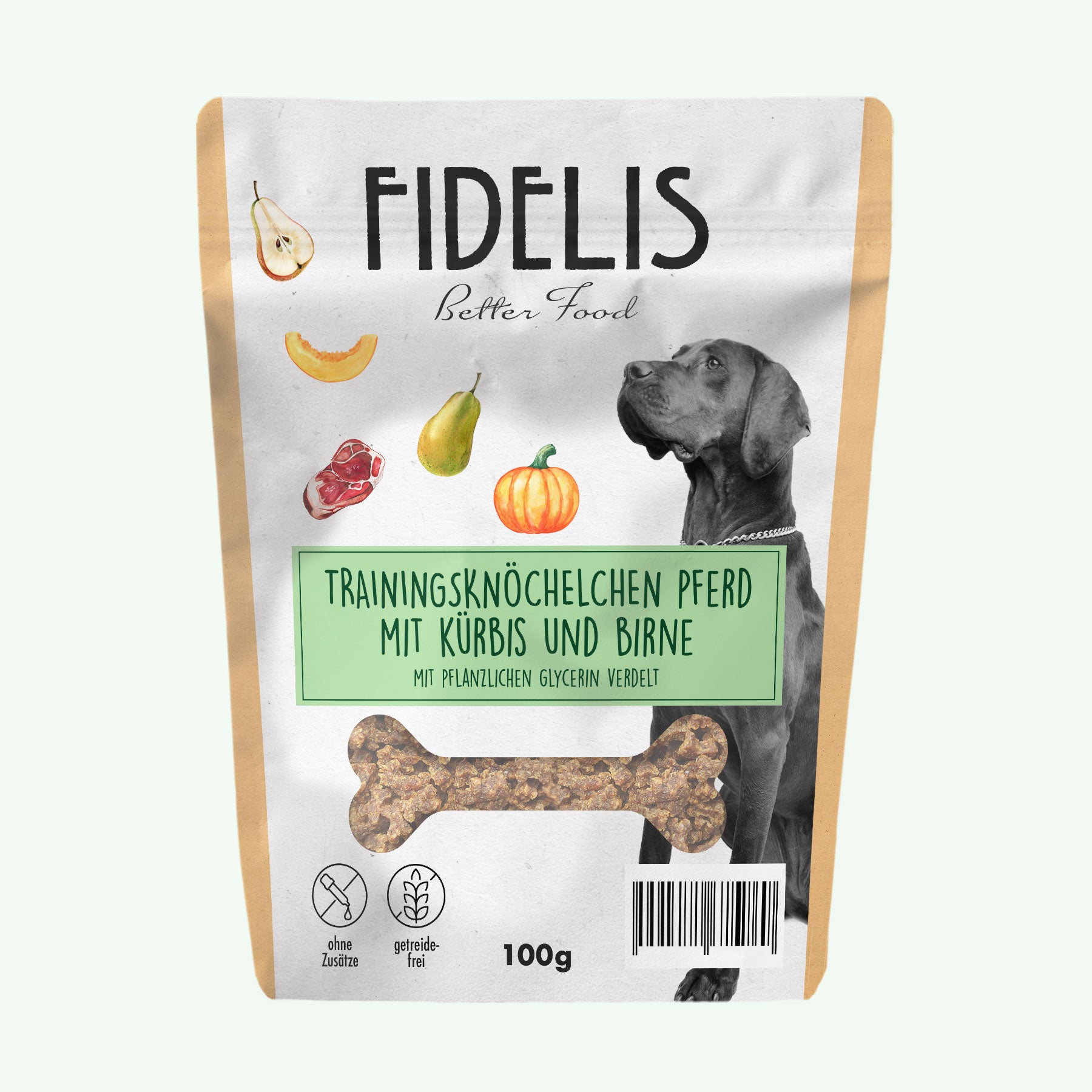 Trainingsknöchelchen Pferd mit Kürbis und Birne (100g) von goodmoodpetfood