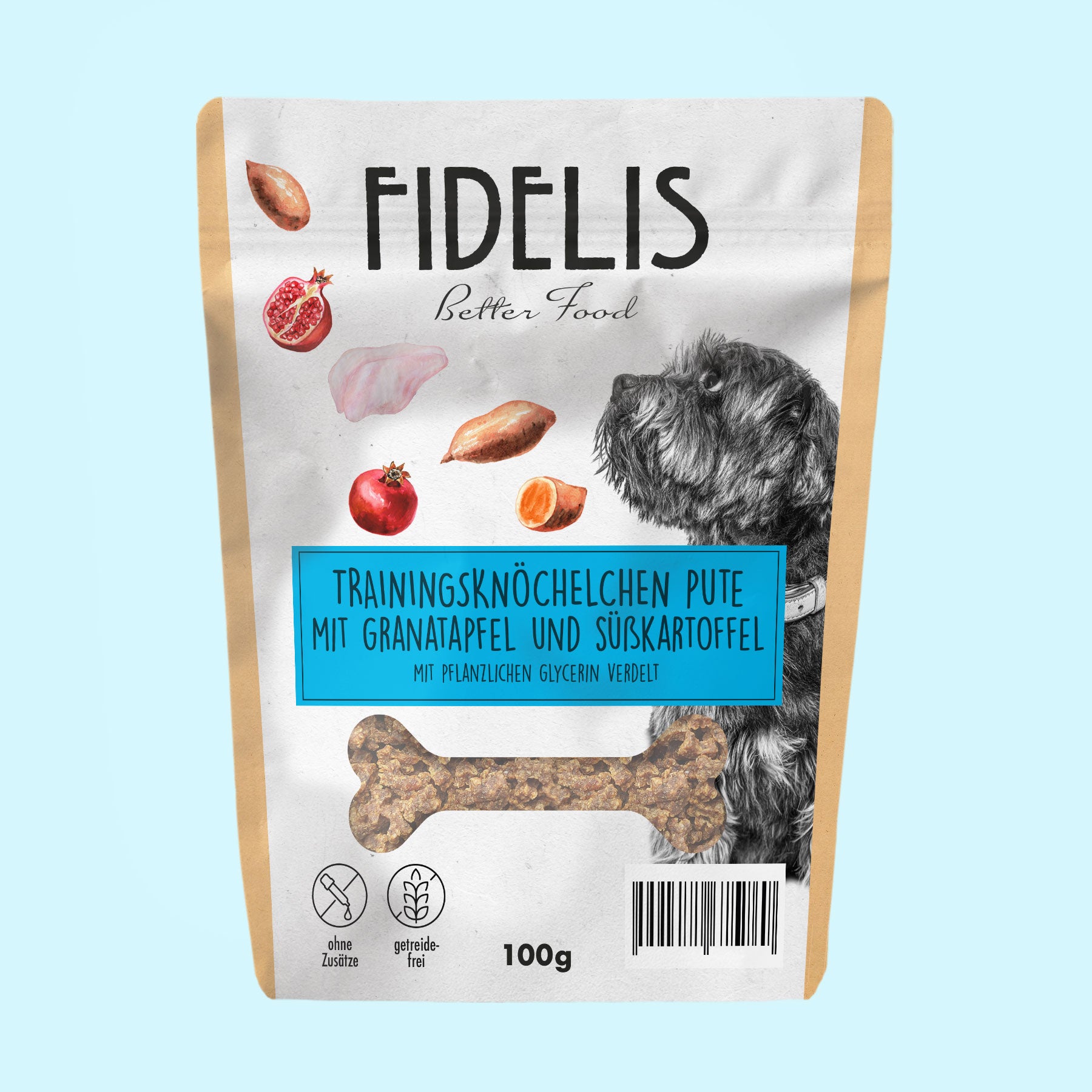 Trainingsknöchelchen Pute mit Granatapfel und Süßkartoffel (100g) von goodmoodpetfood