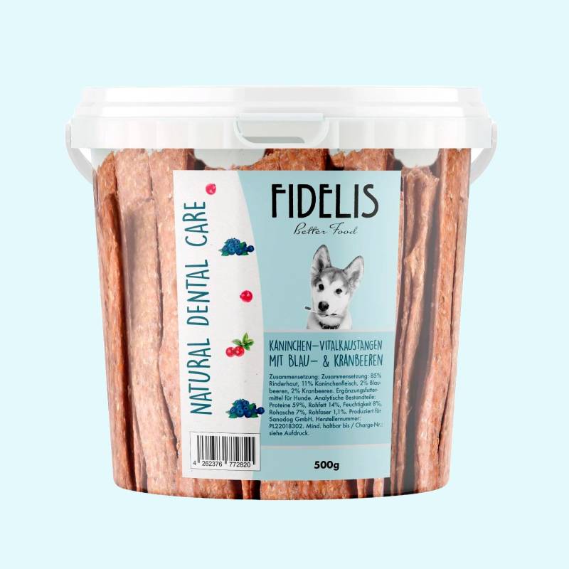 Vitalkaustange Kaninchen mit Blaubeeren und Kranbeeren (500g-Eimer) von goodmoodpetfood