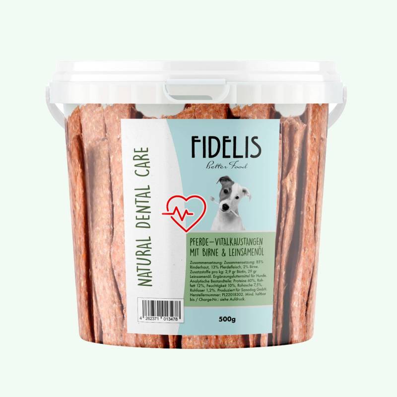 Vitalkaustange Pferd mit Birne and Leinsamenöl (500g-Eimer) von goodmoodpetfood