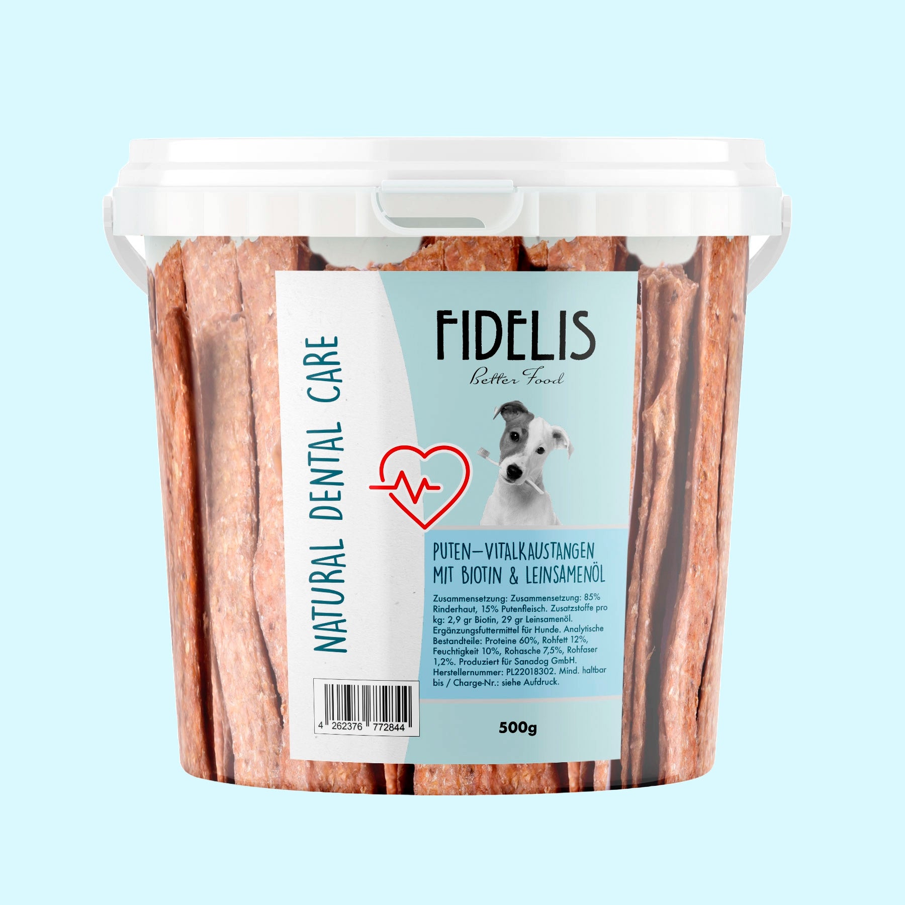 Vitalkaustange Pute mit Biotin und Leinsamenöl (500g-Eimer) von goodmoodpetfood