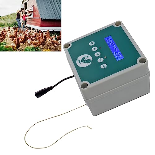 Automatische Hühnerkooptür, IP44 Wassersicher, Controller mit Lichtsensor, Timer und Fernbedienung, Passt die Meisten Coops, ABS Material, Aktuatormotor An von goodstumbler