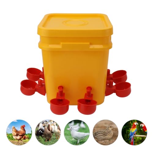 Automatische Hühnerwassererbecher mit 12 L Handheld Fass für Eier, Hühnerfuttermittel, Gans, Ente, Wachtel, Taube, Umfasst 8 Trinkschalen, Nüsse (GoodStumBLERR0LBZ-12) von goodstumbler