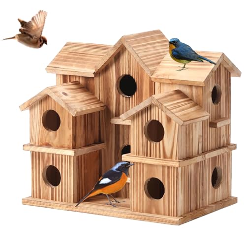GOERPTY Große Vogelhäuser für Draußen mit 10 Zimmern – Natürlicher Reiz für Blauvögel/Flossen/Kolibris/Kardinäle für Terrasse/Gartendekorationen von goprety