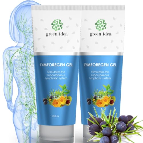 Grreen idea - Lymforegen Gel - Lymphdrainage und Entwässerung Gel - Stimuliert das Lymphsystem mit 15 Kräutern und ätherischen Ölen - Drainagesalbe - aktive Kräuterformel (400) von green idea