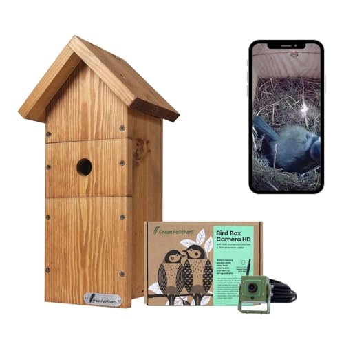 HD 1080p WiFi Wildlife Kamera & große Bird Box – Garten Wildlife Kamera & Habitat Kit, perfekt zum Betrachten von Vögeln und Anderen Tieren zu Hause auf Ihrem Handy, Tablet und Fernseher von greenfeathers