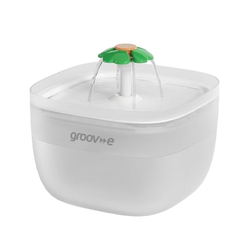 Groov-e Pet-Tech Haustier-Wasserbrunnen - Katze und Hund Automatischer Wasserspender - 2L Tank, Leiser Durchfluss, 4-lagige Filtration, beleuchtete Schüssel, leicht zu reinigendes Design von groov e