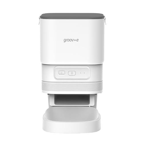 Groov-e Pet-Tech Smart Wi-Fi Pet Feeder - Automatischer Katzen- und Kleinhund-4L Trockenfutterspender, Smart WiFi App-Steuerung, Bis zu 10 Mahlzeiten täglich, Personalisierter Mahlzeitenanruf von groov e
