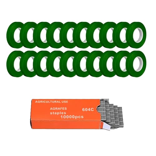 gudong 20 Rollen Gemüseband, mit 10000pcs Klammern, Landwirtschaft Garten Bindemaschine Bandzange Tapetool, Bandrollen für Pflanzenbindemaschine, Pflanzenbinder, Bindezange für Pflanzen, Baumband gudong 20 Rollen Gemüseband, mit 10000pcs Klammern, Landwirtschaft Garten Bindemaschine Bandzange Tapetool, Bandrollen für Pflanzenbindemaschine, Pflanzenbinder, Bindezange für Pflanzen, Baumband von gudong