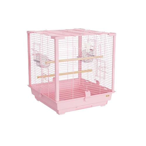 guiling-1986 Vogelkäfig Quadratischer Vogelkäfig aus Metall, offener stapelbarer, Kleiner Haustier-Papagei-Sittich-Hausfink, Heim-Draht-Vogelkäfig Vogelhaus(Pink) von guiling-1986