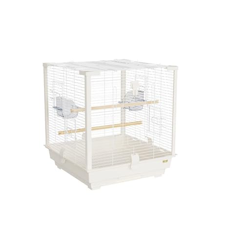 guiling-1986 Vogelkäfig Quadratischer Vogelkäfig aus Metall, offener stapelbarer, Kleiner Haustier-Papagei-Sittich-Hausfink, Heim-Draht-Vogelkäfig Vogelhaus(Weiß) von guiling-1986