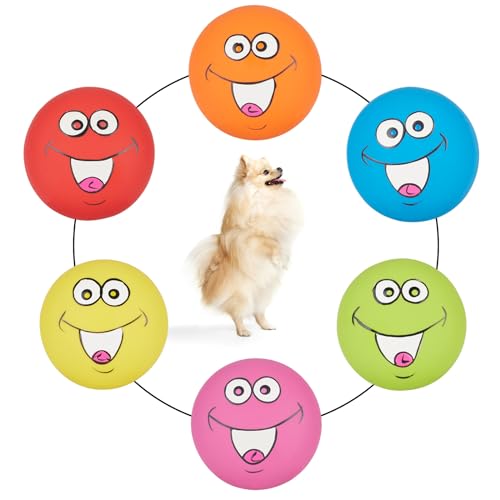 gulucute Smile Face Hundespielzeug mit Quietschspielzeug, Kauspielzeug, langlebig, Latex, Gummi, weich, interaktiv, Apportierspiel, Hundebälle für Welpen, kleine Haustiere, Hunde, 6 Stück gulucute Smile Face Hundespielzeug mit Quietschspielzeug, Kauspielzeug, langlebig, Latex, Gummi, weich, interaktiv, Apportierspiel, Hundebälle für Welpen, kleine Haustiere, Hunde, 6 Stück von gulucute