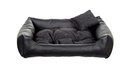 Hundebett aus Ökoleder Hundebett Hundesofa Hundeliege Hundekissen Kunstleder Hundeschlafplatz - Langlebige Materialien und hohe Qualität EKO (2XL - 110x90, Schwarz) von gutekissen