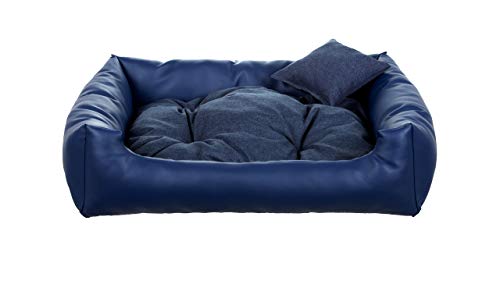 gutekissen® Hundebett aus Ökoleder Hundebett Hundesofa Hundeliege Hundekissen Kunstleder Hundeschlafplatz - Langlebige Materialien und hohe Qualität EKO (2XL - 110x90, Dunkelblau) von gutekissen