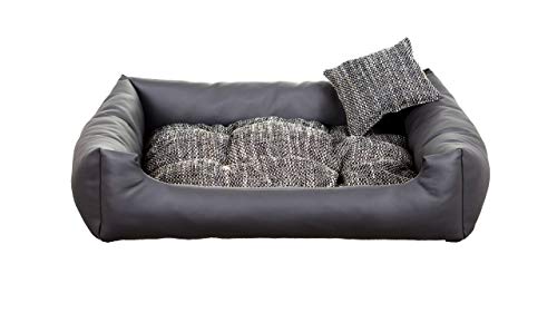 gutekissen® Hundebett aus Ökoleder Hundebett Hundesofa Hundeliege Hundekissen Kunstleder Hundeschlafplatz - Langlebige Materialien und hohe Qualität EKO (2XL - 110x90, Dunkelgrau) von gutekissen