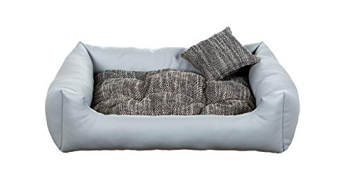 Hundebett aus Ökoleder Hundebett Hundesofa Hundeliege Hundekissen Kunstleder Hundeschlafplatz - Langlebige Materialien und hohe Qualität EKO (2XL - 110x90, Hellgrau) von gutekissen