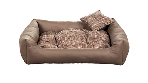 Hundebett aus Ökoleder Hundebett Hundesofa Hundeliege Hundekissen Kunstleder Hundeschlafplatz - Langlebige Materialien und hohe Qualität EKO (2XL - 110x90, Beige) von gutekissen