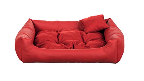 gutekissen® Hundebett aus Ökoleder Hundebett Hundesofa Hundeliege Hundekissen Kunstleder Hundeschlafplatz - Langlebige Materialien und hohe Qualität EKO (M - 80x65, Rot) von gutekissen