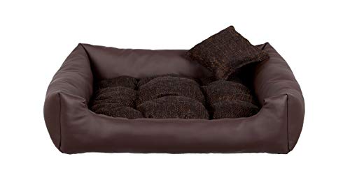 gutekissen® Hundebett aus Ökoleder Hundebett Hundesofa Hundeliege Hundekissen Kunstleder Hundeschlafplatz - Langlebige Materialien und hohe Qualität EKO (M - 80x65, Braun) von gutekissen