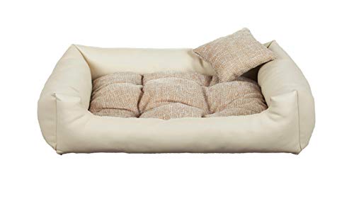 Hundebett aus Ökoleder Hundebett Hundesofa Hundeliege Hundekissen Kunstleder Hundeschlafplatz - Langlebige Materialien und hohe Qualität EKO (XL - 100x75, Creme) von gutekissen