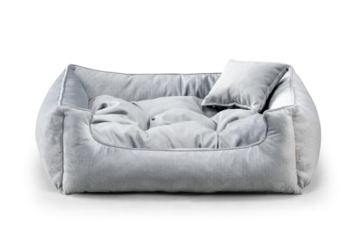 gutekissen® Exklusiv Stoff Hundebett Hundeliege Hundekissen Hundeliege Hundeliege Hundeliege - Langlebige Materialien und hohe Qualität Basel XS-3XL (L-90x75, Grau) von gutekissen