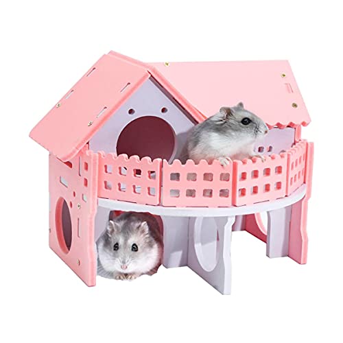gutongyuan Hamsterhaus für kleine Tiere, Deluxe Doppeldeck-Leiter, Villa ökologisches Holzspielzeug, Kauspielzeug für Chinchilla, Ratten, Rennmäuse und Hamster von gutongyuan