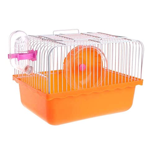 gutongyuan Hamsterkäfig mit Laufrad, Wasserflasche, Futterbecken, tragbar, für Haus, Mäuse, zum Ausgehen, Reisen (Orange) von gutongyuan