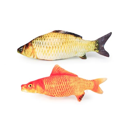 gyaxmybz Simuliertes Fischspielzeug, realistisches flauschiges Haustier-Kauspielzeug, interaktives Plüsch-Spielzeug, Haustierkissen für Katzen, Kätzchen, kleine Hunde, Flopping-Fische von gyaxmybz