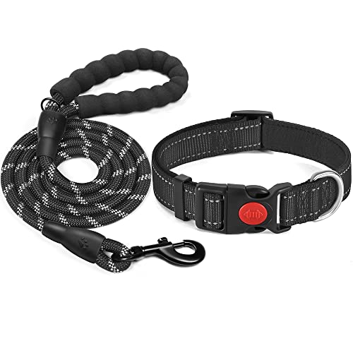 haapaw reflektierendes Hundehalsband gepolstert mit weichem Neopren atmungsaktiv einstellbar Nylon Hundehalsbänder für kleine mittlere große Hunde von haapaw