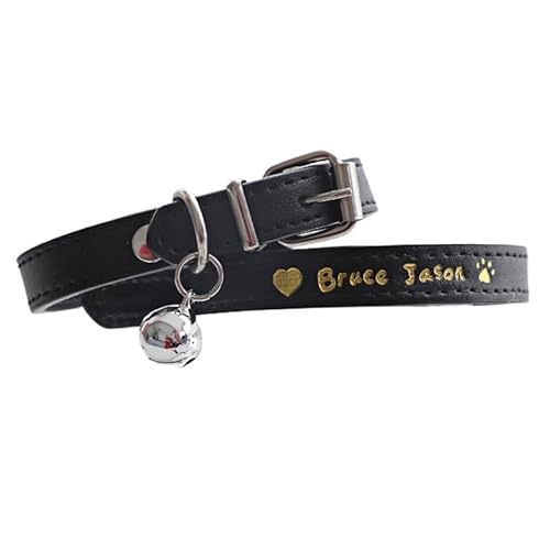Personalisierbares Haustierhalsband, handgefertigt, Leder, für Hunde und Katzen, mit Glöckchen, personalisierter Name, Anti-Verlust-Halsband für kleine, mittelgroße Haustiere Personalisierbares Haustierhalsband, handgefertigt, Leder, für Hunde und Katzen, mit Glöckchen, personalisierter Name, Anti-Verlust-Halsband für kleine, mittelgroße Haustiere von hadefa
