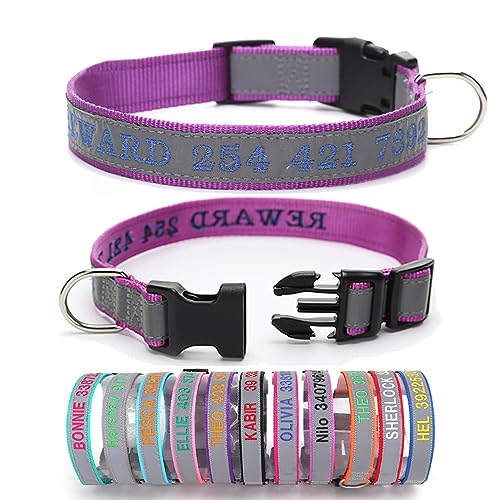 Personalisiertes, besticktes reflektierendes Hundehalsband, graviertes Hundehalsband mit Namen und Telefon für Jungen und Mädchen, Nylon-Hundehalsbänder, 4 verstellbare Größen: S, M, L, XL (Nylon) Personalisiertes, besticktes reflektierendes Hundehalsband, graviertes Hundehalsband mit Namen und Telefon für Jungen und Mädchen, Nylon-Hundehalsbänder, 4 verstellbare Größen: S, M, L, XL (Nylon) von hadefa