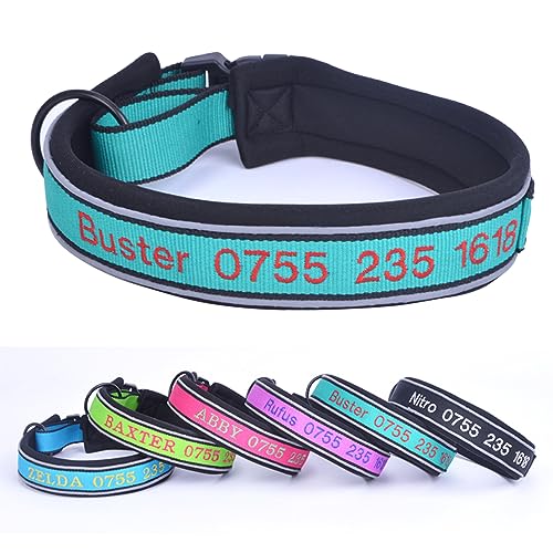 Reflektierendes Hundehalsband, personalisierbar, mit Namen und Telefon für Jungen und Mädchen, Nylon, 4 verstellbare Größen: S, M, L, XL (Tauchstoff) von hadefa