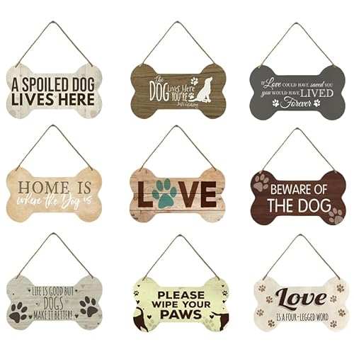 hadefa Personalisiertes Hundehaus-Logo, personalisiertes Hundeknochen oder Haustiernamenbild, Bauernhaus-Wanddekoration (21,1 x 12,2 cm) von hadefa