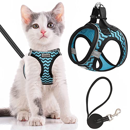 Katzengeschirr und Leine, ausbruchsicher, verstellbar, weiches Netzgewebe, für Spaziergänge, reflektierende Haustierweste für Katzen von haheita